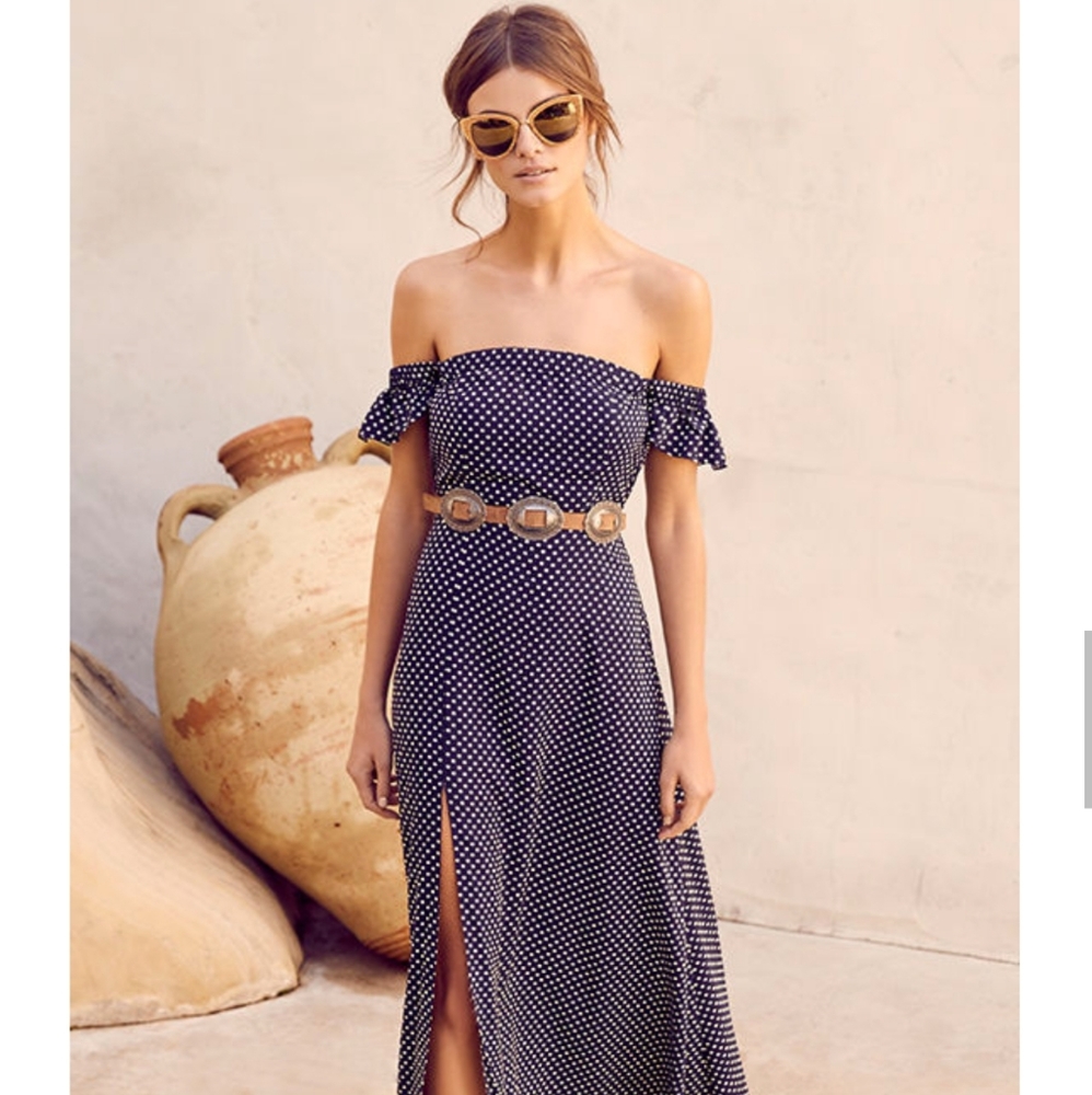 Lulu's Dream Love Navy Blue Polka Dot Maxi Dress
